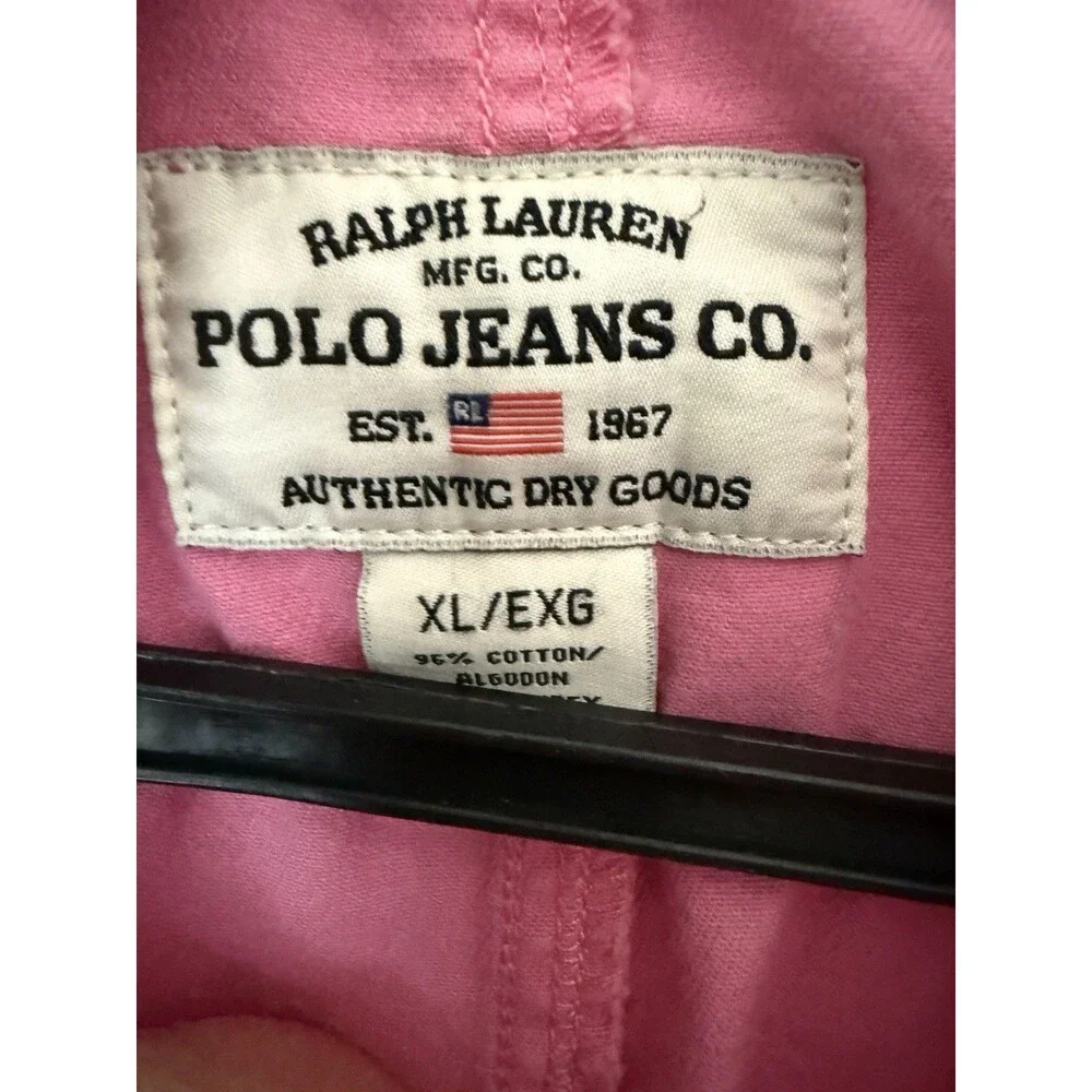 Ralph Lauren‎ Women's Pink  Denim Jean  Jacket Size XLarge  Vintage Trucker XL - Picture 3 of 6